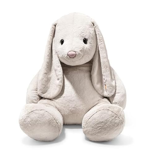 Steiff Hoppie Hase 80cm hellgrau, Plüschtier mit Schlappohren, Soft Cuddly Friends, Flauschiges Stofftier zum Kuscheln und Spielen, Kuscheltier für Mädchen und Jungen, waschmaschinenfest von Steiff