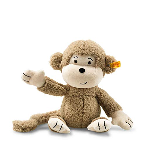 Steiff Kuscheltier Brownie Affe, Süßes Stofftier mit Kunststoffaugen, Kinder, Jungen & Mädchen, Soft Cuddly Friends, Plüschtier 30 cm, Beige, 060304, Hellbraun von Steiff