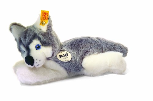 Steiff Kuscheltier Bernie Husky, Süßes Stofftier mit Kunststoffaugen, Kinder, Jungen & Mädchen, Plüschtier 22 cm, Dunkelgrau, 280078 von Steiff