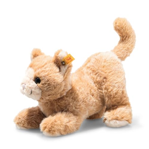 Steiff Kuscheltier Cassie Katze, Süßes Stofftier mit Kunststoffaugen, Kinder, Jungen & Mädchen, Soft Cuddly Friends, Plüschtier 26 cm, Orange, 099182 von Steiff