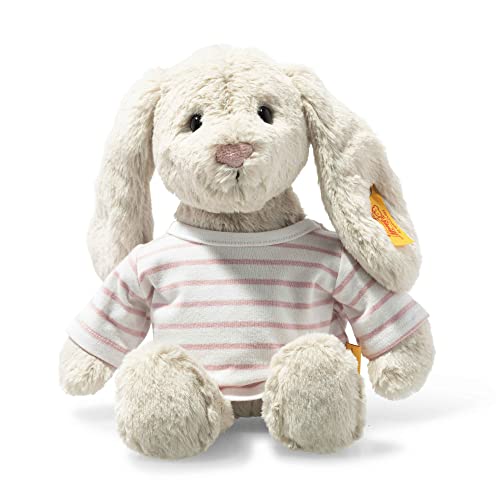 Steiff Kuscheltier Hase Hoppie, Süßes Stofftier, Jungen, Mädchen & Babys ab 0 Monaten, lange Ohren, 26 cm klein, Soft Cuddly Friends Hase mit T-Shirt, 080975 von Steiff