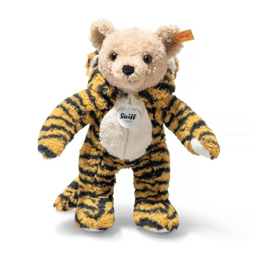 Steiff Kuscheltier Hoodie-Teddybär Tiger, Süßes Stofftier, Kinder, Jungen & Mädchen, Soft Cuddly Friends, Plüschtier 27 cm, Mehrfarbig, 113161 von Steiff