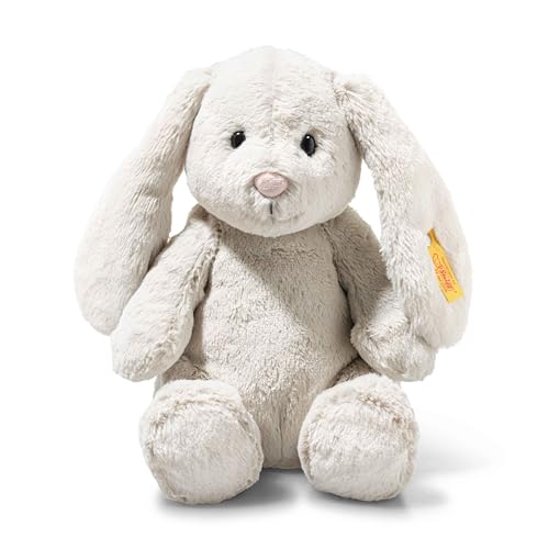 Steiff Kuscheltier Light at Night Hoppie Hase, Süßes Stofftier mit Kunststoffaugen, Kinder, Jungen & Mädchen, Soft Cuddly Friends, Plüschtier 28 cm, Hellgrau, 081026 von Steiff