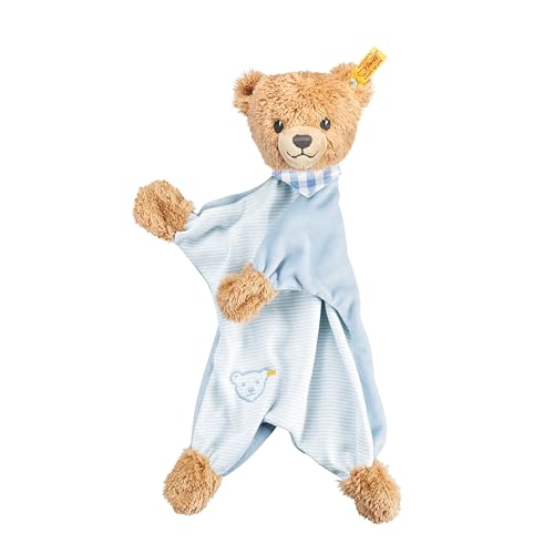 Steiff Kuscheltier Schlaf-gut-Bär Schmusetuch, Süßes Stofftier, Jungen, Mädchen & Babys ab 0 Monaten, Plüschtier 30 cm, Blau, 239588 von Steiff