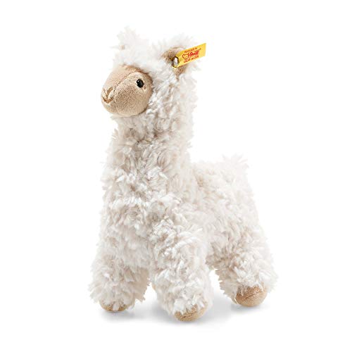 Steiff 69444 Original Plüschtier Lama Soft Cuddly Friends Leandro, Kuscheltier ca. 14 cm, Markenplüsch Knopf im Ohr“, Schmusefreund für Babys von Geburt an, Creme von Steiff