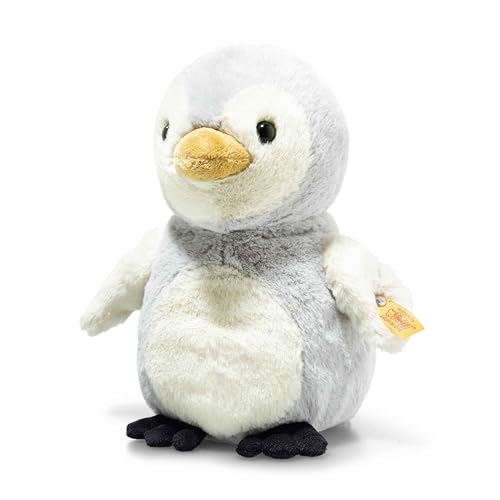 Steiff Lio Pinguin hellgrau 21 cm, Soft Cuddly Friends, Kuscheltier Pinguin, Flauschiges Stofftier zum Spielen & Kuscheln, aus kuschelweichem Plüsch für babysanfte Haut, waschmaschinenfest von Steiff