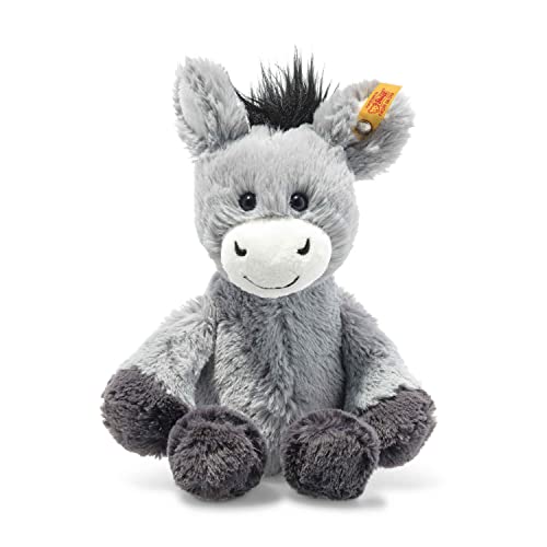 Steiff Kuscheltier Dinkie Esel, Süßes Stofftier mit Kunststoffaugen, Kinder, Jungen & Mädchen, Soft Cuddly Friends, Plüschtier 20 cm, Hellgrau, 073922 von Steiff