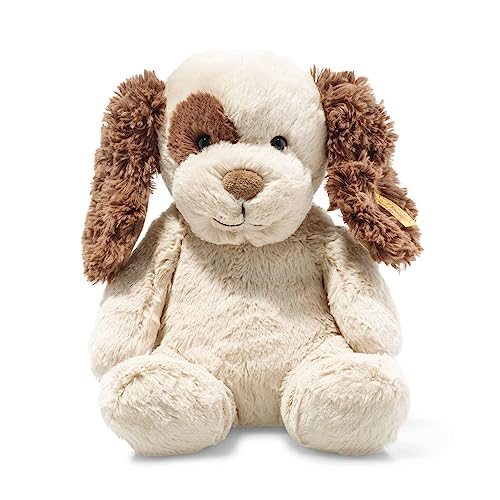 Steiff Kuscheltier Peppi Welpe, Süßes Stofftier mit Kunststoffaugen, Kinder, Jungen & Mädchen, Soft Cuddly Friends, Plüschtier 28 cm, Beige, 083594 von Steiff