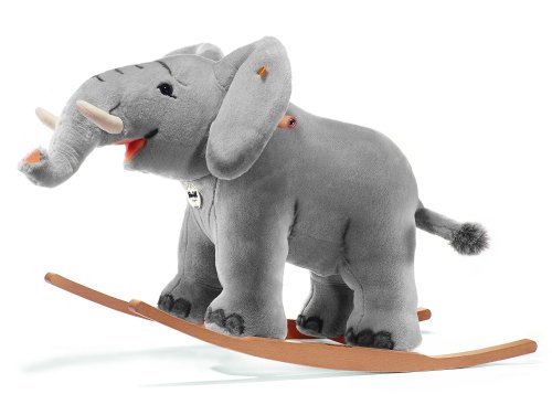 Steiff Schaukeltier Elefant Trampili, Süßes Stofftier, Jungen, Mädchen & Babys ab 0 Monaten, Plüschtier 70 cm, Hellgrau, 048944 von Steiff