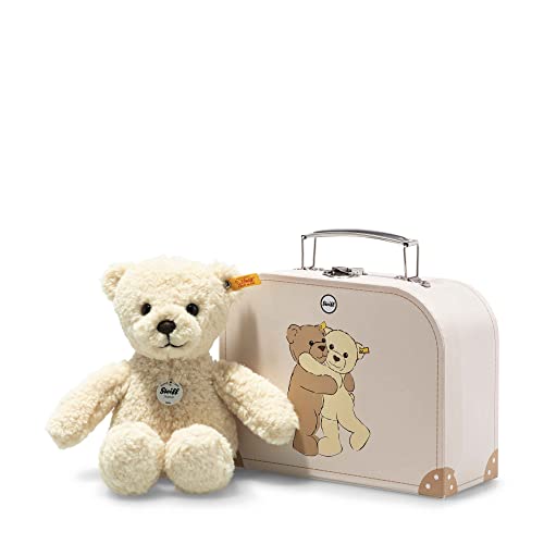 Steiff Kuscheltier Mila Teddybär im Koffer, Süßes Stofftier, Kinder, Jungen & Mädchen, Soft Cuddly Friends, Plüschtier 21 cm, Beige, 114038 von Steiff