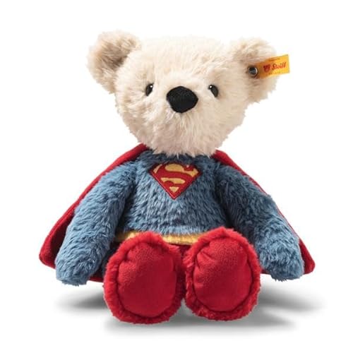 Steiff Teddybär Superman 29cm bunt, Kuscheltier Superheld, ideal für Kinder und Fans, Plüsch Bär im Superman Look, aus kuschelweichem Plüsch, waschmaschinenfest von Steiff