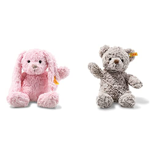 Steiff Tilda Hase - 30 cm - Plüschhase mit Schlappohren - Kuscheltier für Kinder - Soft Cuddly Friends - beweglich & waschbar - rosa (080623) & 113420 Soft Cuddly Friends Honey Teddybär, grau, 28 cm von Steiff