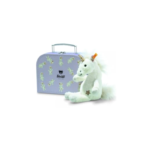 Steiff Unica Schlenker Einhorn 20cm weiß im Koffer, Kuscheltier Einhorn, weiches Schmusetier, aus kuschelweichem Plüsch, Stofftier für Mädchen und Jungen, waschmaschinenfest von Steiff