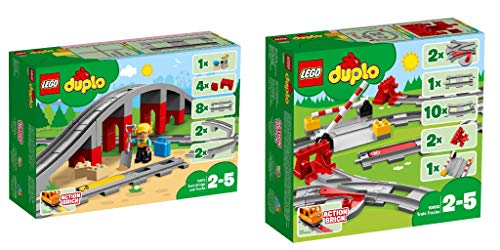 Lego Duplo 2er Set: 10872 Eisenbahnbrücke und Schienen + 10882 Eisenbahn Schienen von LEGO