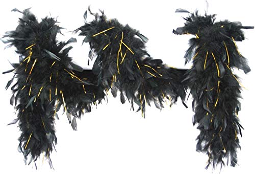 Federboa mit Lurex 65 gr. 180cm, Schwarz/Gold von Stekarneval