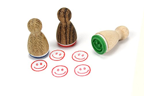 Stemplino® Ministempel - Motiv: Smiley - 12mm Durchmesser - Holzstempel Kinder Stempel Bullet Journal Stempel mit Smiley Motiv Smiley Stempel lächeln Stempel von Stemplino