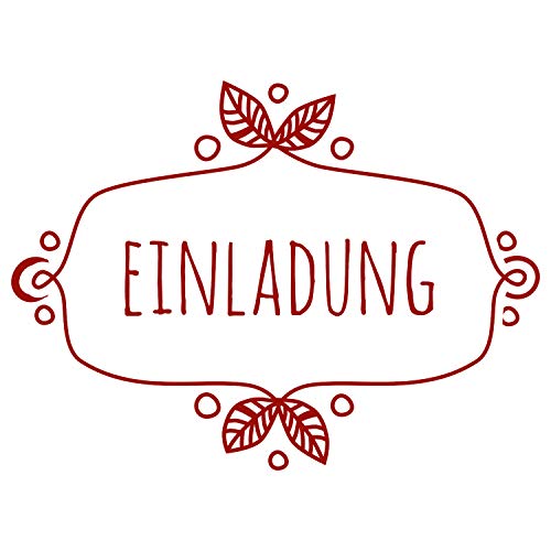 Stemplino Orig Maxi Stempel XL 16 - Einladung - Für Karten und selbstgemachtes DIY - hochwertiger Holzstempel 78x46 mm rund - auch schön als Geschenk von Stemplino