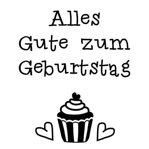 Stemplino orig Maxistempel Stempel L - Alles Gute zum Geburtstag - hochwertiger Holzstempel Motivstempel Holz Motiv Muffin Sweets von Stemplino