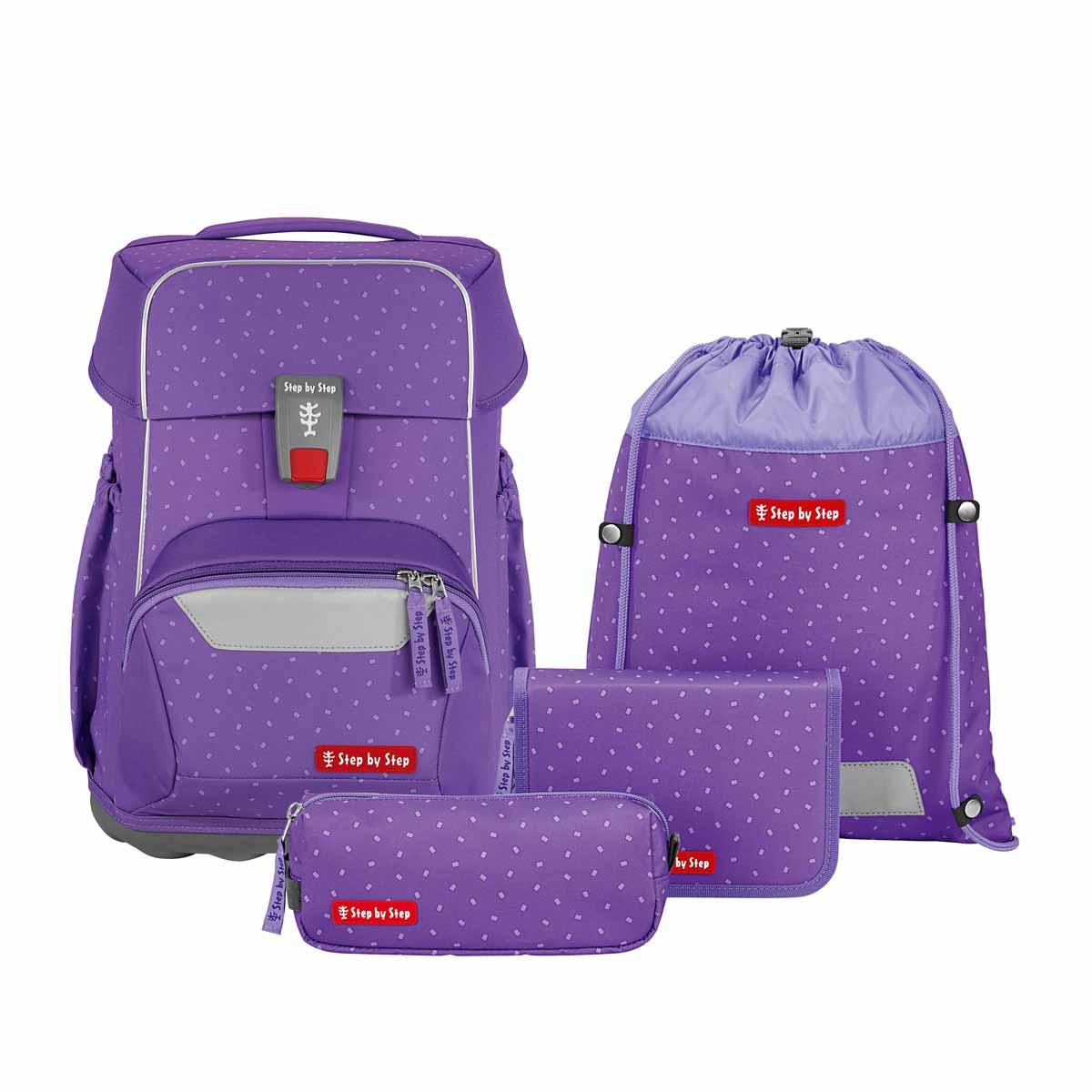 Step by Step Schulranzen-Set Basis Purple Konfetti 4-tlg. von Step by Step