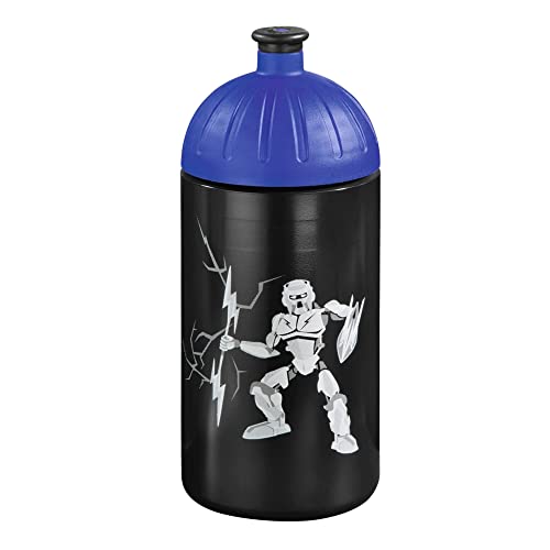 Step by Step Trinkflasche Strongly Robot, schwarz, auslaufsicher, spülmaschinenfest, BPA-frei, für Schule, Kindergarten, heiße und kohlensäurehaltigen Getränke, für Jungen, 0,5 Liter von Step by Step