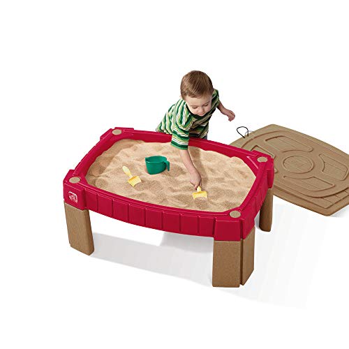 Step2 Naturally Playful Sandtisch | Plastik Sandkasten mit Deckel | Erhöhter Sandspieltisch von Step2