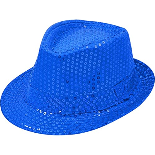 Sternfabrik Pailletten Hut Trilby Vedora Herren Damen Kinder Karneval Fasching Kostüm Glitzerhut (Blau) von Sternfabrik