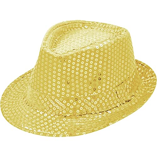 Sternfabrik Pailletten Hut Trilby Vedora Herren Damen Kinder Karneval Fasching Kostüm Glitzerhut (Gold) von Sternfabrik