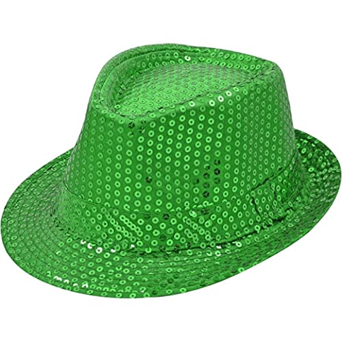 Sternfabrik Pailletten Hut Trilby Vedora Herren Damen Kinder Karneval Fasching Kostüm Glitzerhut (Grün) von Sternfabrik