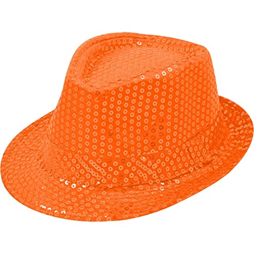 Sternfabrik Pailletten Hut Trilby Vedora Herren Damen Kinder Karneval Fasching Kostüm Glitzerhut (Orange) von Sternfabrik