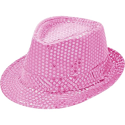 Sternfabrik Pailletten Hut Trilby Vedora Herren Damen Kinder Karneval Fasching Kostüm Glitzerhut (Rosa) von Sternfabrik