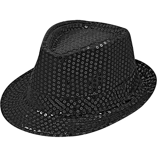 Sternfabrik Pailletten Hut Trilby Vedora Herren Damen Kinder Karneval Fasching Kostüm Glitzerhut (Schwarz) von Sternfabrik