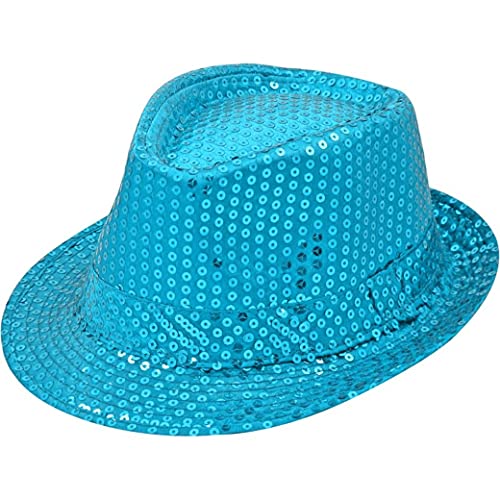 Sternfabrik Pailletten Hut Trilby Vedora Herren Damen Kinder Karneval Fasching Kostüm Glitzerhut (Türkis) von Sternfabrik