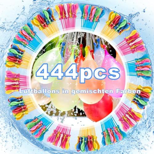 444 Stück Wasserballons Set, 12 Bünde Wasserbombens Selbstschließend, Schnell Befüllbarer Wasser Luftballons, Farbige Wasserballon Set für Kinder Outdoor Wasserspiele, Sommer Party, Wasserschlacht von Sternhell