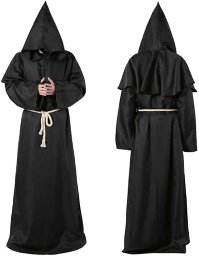 Mönch Robe Kostüm, XL Mönchskostüm,Erwachsene Herren Zauberer Priesterrobe, Priester Robe Kostüm,Mönch Priester Gewand, Herren Kapuze Mönch Robe Priester Kostüm,Halloween,Karneval und Rollenspiel von Sternhell