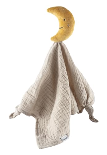 Baby Schmusetuch Mond Luna mit besticktem Gesicht, Schnuffeltuch aus Musselin mit Knotendetails, Trösterchen für Jungen und Mädchen Baby Schmusetuch Mond Luna mit besticktem Gesicht, Schnuffeltuch aus Musselin mit Knotendetails, Trösterchen für Jungen und Mädchen von Sterntaler