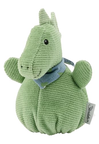 Sterntaler Knuddelsäckchen Dino Rexi - Dino Kuscheltier für Baby und Kinder aus weichem Feincord - Spielzeug mit Rassel und Knisterpapier zum Entdecken, Kuscheln & Spielen, steingrün von Sterntaler