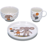 STERNTALER 6982261 Porzellan-Geschirr-Set 3-teilig Elefant Eddy + Hase Happy weiß von Sterntaler