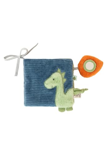 Sterntaler Spielbuch Dino Rexi - Baby und Kinder Stoffbuch mit Applikation - Babybuch weich wattiert mit Bindeband zum praktischem Anbinden an Kinderwagen oder Kinderbett, Mittelblau von Sterntaler