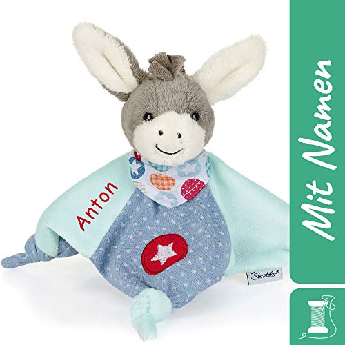 Sterntaler Emmi Kuscheltuch/Schmusetuch mit Namen Bestickt, Jungen Einschlafhilfe, Esel Schnuffeltuch Baby & Kinder personalisiert, S, 3202000 von Sterntaler