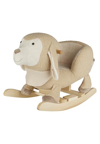 Sterntaler Schaukeltier Schaf Flocke - Schaukeltier aus Plüsch mit weicher Sitzfläche - Schaukelpferd für Kinder mit Musselin Halstuch - Spielzeug Wippe für Baby und Kinder, beige von Sterntaler