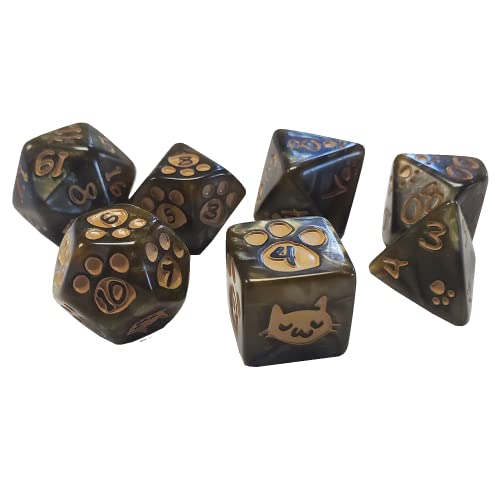 Kitten Polyhedral Dice Set Brown | Custom Dice, Perfect for use with Steve Jackson Games, DND, RPGs, Tabletop Games, and Role-Playing Adventures von Steve Jackson Games