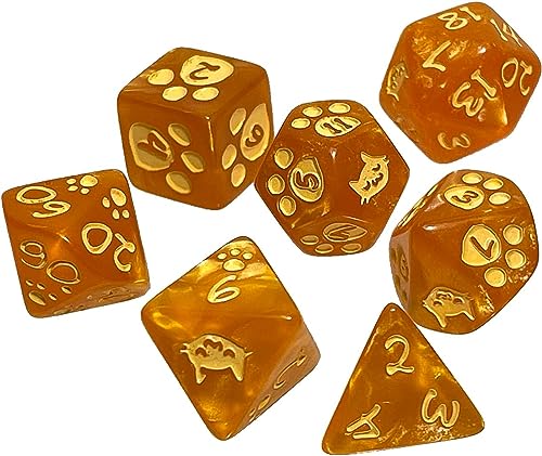 Kitten Polyhedral Dice Set Orange | Custom Dice, Perfect for use with Steve Jackson Games, DND, RPGs, Tabletop Games, and Role-Playing Adventures von Steve Jackson Games