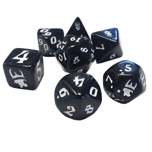 Munchkin Polyhedral Dice Set Black/White | Custom Dice, Perfect for use with Steve Jackson Games, DND, RPGs, Tabletop Games, and Role-Playing Adventures von Steve Jackson Games