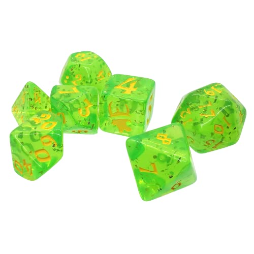 Munchkin Polyhedral Dice Set Green/Yellow | Custom Dice, Perfect for use with Steve Jackson Games, DND, RPGs, Tabletop Games, and Role-Playing Adventures von Steve Jackson Games