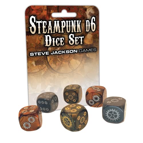 Steampunk D6 Dice Set | Custom Dice, Perfect for use with Steve Jackson Games, DND, RPGs, Tabletop Games, and Role-Playing Adventures von Steve Jackson Games