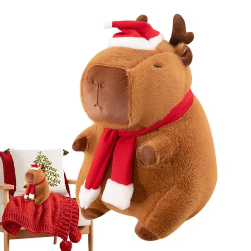 Capybara Plüschtier, Capybara Plüschtier | Realistische Weihnachts-Kuscheltierpuppe,30 cm großes braunes Capybara-Plüschtier, lustiges Stofftier-Plüschtier für Wohnzimmer, Schlafzimmer, Arbeitszimmer von Stibtmr