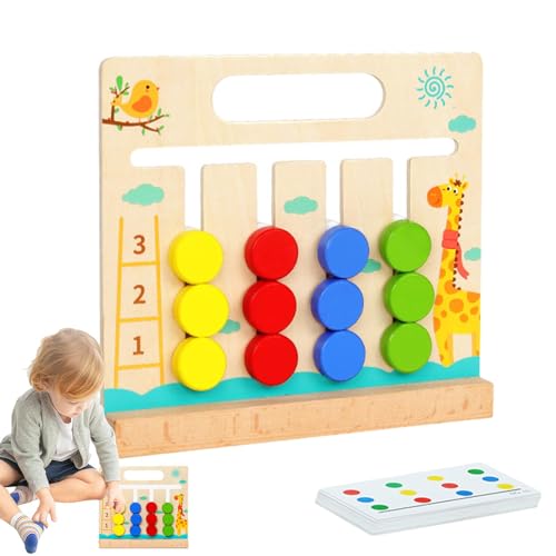 Farblich passendes Spielzeug, Holz-Matching-Spiel - Doppelseitiges 4-Farben-Bewegungsspiel aus Holz | Farblich passendes interaktives Vorschulspiel, frühes Lernspielzeug für Vorschulkinder, logisches von Stibtmr