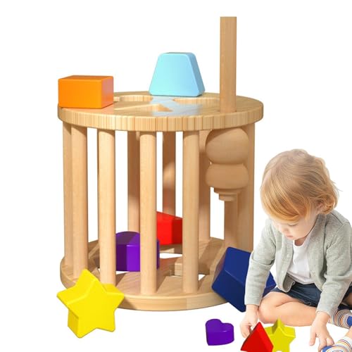 Formensortierspielzeug, Formensortierer für Kinder - Entwicklungs-Lernspielzeug aus - Pädagogische farblich passende Box für Kleinkinder mit 6 geometrischen Formblöcken für Babys, Kleinkinder, un von Stibtmr