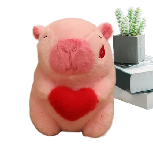 Gefülltes Capybara-Plüschtier,Capybara-Plüschtier | Valentine Stoffpuppe Capybara Plüschtier - 20 cm großes Cartoon-Capybara-Plüschtier, weiches und bezauberndes romantisches Plüschpuppenspielzeug für von Stibtmr