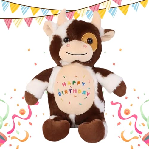 Gefülltes Hochlandkuh-Plüschtier,Hochlandkuh-Plüschtier | Animal Plushies Toys Happy Birthday Hochlandkuh-Umarmungskissen,Highland Cow Doll Kuh Stofftiere, schottische Kuh Plüsch zum Geburtstag, Weihn von Stibtmr